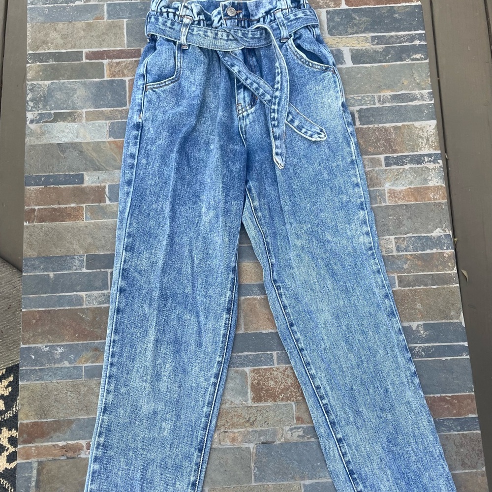 PacSun Blue Straight Leg Jeans with Elastic Waistband